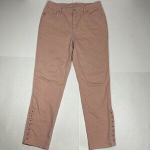 Chico’s Women So Slimming Girlfriend Slim Leg Ankle Jeans Coral Pink Sz 1.5 /10R